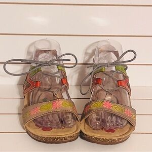 Spring Step Red and Green Sandals with Adjustable Straps